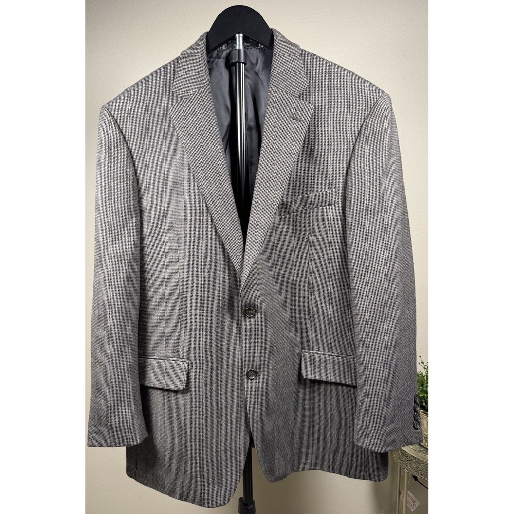 Lauren Ralph Lauren 42R Wool Sport Coat Blazer Gray Houndstooth 2 Button